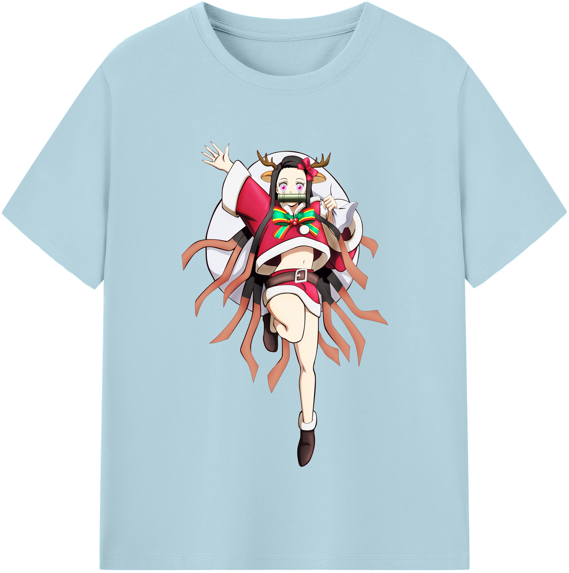 （画像用） 鬼滅の刃（きめつのやいば）竈門 禰󠄀豆子／かまど ねずこ Kamado Nezuko 綿100％半袖Tシャツ（フロントプリント）